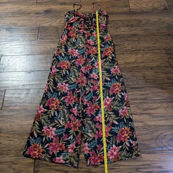 American Eagle jumpsuit wide leg tie front strapless tropical print size XS - Picture 12 of 16